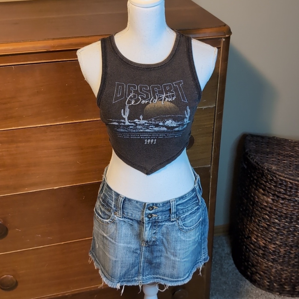 Social Culture Brown Cropped Tank Top size XL 100% Cotton - Picture 2 of 13